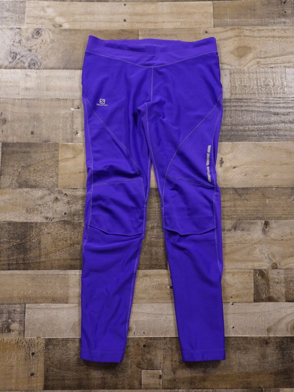 Salomon‎ Windstopper Running Tights Women's Large Purple Thermal Reflective FAIR